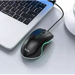 Провідна ігрова комп'ютерна миша для роботи та ігор HOCO GM19 Enjoy з RGB-підсвічуванням та оптичним сенсором 1000 DPI мишка геймерська дротове підключення USB-A Чорний - мініатюра 9