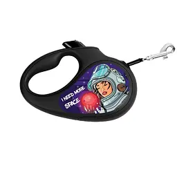 Повідець-рулетка для собак Waudog R-leash малюнок Більше космосу світловідбиваюча стрічка L