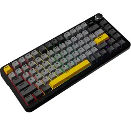 Клавіатура бездротова Ajazz AK820 MAX Plus, Black/Gray/Yellow, Bluetooth / USB 2.4GHz / Type-C, механічна (перемикачі Daydream), 81 кнопка, RGB підсвічування, 0.85" TFT екран, колесо прокурутки, радіус дії до 10 м, кабель 1.6 м - мініатюра 3