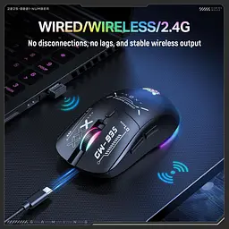 Комп'ютерна мишка Onikuma ігрова бездротова акумуляторна CW-935 Pro з RGB підсвіткою та 3 режимами підключення - мініатюра 7