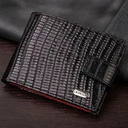 Лаковане компактне портмоне для чоловіків із натуральної фактурної шкіри Canpellini 21751 чорне