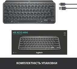 Клавіатура бездротова Logitech MX Keys Mini Wireless Illuminated Graphite (920-010498) - мініатюра 7