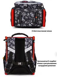 Ортопедичний шкільний рюкзак (ранець) School Standard 3 в 1 для дівчинки 570 гр 14,5 літрів Сірий з червоним - мініатюра 5