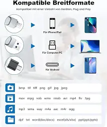 Флеш-накопичувач 3-в-1 MFi для iPhone / iPad / Android / ПК Lightning + USB + Type-C, 128 ГБ, металевий корпус - мініатюра 4