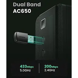 Адаптер Wi-Fi Ugreen AC650 11ac Dual-Band USB 2.0 (CM448) - мініатюра 7