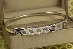 Браслет бенгл Xuping Jewelry Плетениця 60 мм 8 мм на руку від 17 см до 19 см сріблястий