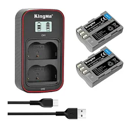 3-Pack KingMa Nikon EN-EL3e (2 АКБ KingMa EN-EL3e та 1 ЗУ на дві батареї)