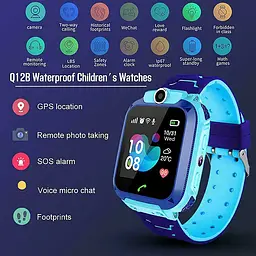 Смарт-годинник телефон Aishi Q12 дитячий GPS з батьківським контролем і прослуховуванням вlue (15329) - мініатюра 2