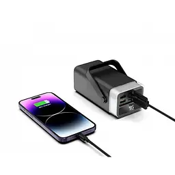 Зовнішній акумулятор Power Bank LENYES PX492D, 40000 мА·год, швидка зарядка PD 22.5W, RGB підсвітка, чорний - мініатюра 6