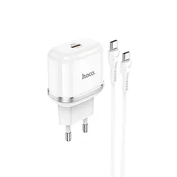 Адаптер мережевий HOCO Type-C to Type-C Cable Victorious single port charger set N24 |1Type-C, 20W/3A, PD/QC|