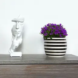 Ваза-кашпо МВМ My Home, 14,5 см, чорна з білим (DH-FLOWERS-27 WHITE/BLACK) - мініатюра 4