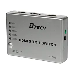Комутатор 4K@30Hz HDMI 5x1 Dtech DT-7021 (MS) (74-00135) - мініатюра 1