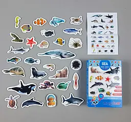 Магнітна гра Vladi Toys ML4031-28 EN "Magdum", "Sea. Рhoto", англ. мова Дитячий набір магнітів Морські тварини