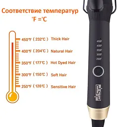 Плойка для завивки волосся DSP 20106 кераміка 19 мм Чорний - мініатюра 3