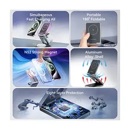 Зарядний пристрій Vention Magnetic Wireless Charger 15W 3-in-1 gray (FGFH0) - мініатюра 6