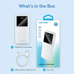 Універсальна мобільна батарея Vention 10000mAh PD QC 3.0 Білий (FHKW0) - мініатюра 4