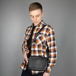 Сумка чоловіча шкіряна кросободі горизонтальна Tiding Bag S-JMD10-382A чорна - мініатюра 7