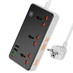 Мережевий продовжувач Hoco AC8A Storm (3 х розетки 3 х USB 1 х Type-C) 30W чорний - мініатюра 2
