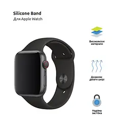 Силіконовий ремінець на смарт-годинник для Apple Watch 38,40,41,42 mm, Sport Band (3 Straps), black, зі зручною застібкою, для годинника епл вотч, спортивний, ArmorStandart (ARM49096) - мініатюра 2