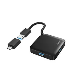 Хаб USB-A/USB-С > 4xUSB-A3.2 0.15м чорний Hama teh0018439