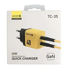Зарядний пристрій Veron TC-35 Home Charger 35W GaN 2 виходи з дисплеєм - мініатюра 3
