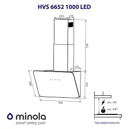 Витяжка декоративна похила Minola HVS 6652 BL 1000 LED - мініатюра 9