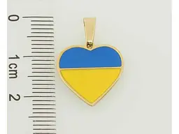 Кулон XUPING TTM Stainless Steel Колір 14К "Серце в кольорах прапора України Емаль" 16х16мм для ланцюжка до 4мм (185155) - мініатюра 2