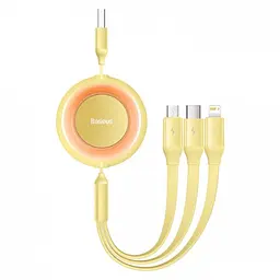 Кабель Baseus Bright Mirror 2 Series 3-in-1 Cable USB to MicroUSB+Lightning+Type-C 3.5A 1.1m CAMJ010011 Yellow - мініатюра 2