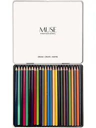 Набір олівців 24 кол. MUSE акварельні шестигранні з пензликом та чинкою (103M-24) - мініатюра 3
