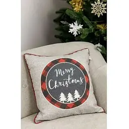 Наволочка декоративна Прованс Меrry Christmas 45х45 см сіра (31692) - мініатюра 2