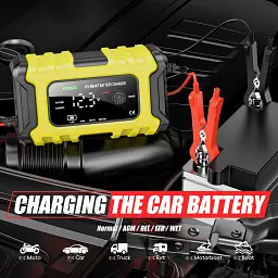 Автомобільний зарядний пристрій Foxsur FBC1206D 12V/6А Автоматичний імпульсний з функцією відновлення Yellow (19431) - мініатюра 10