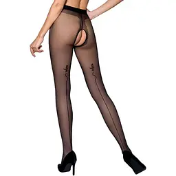Колготки з відкритим доступом Passion контрастна лінія Tiopen 010 Black 1/2 (20 den) - мініатюра 2