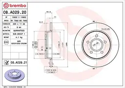 Диск тормозной задний невентилированный Ford Focus II, C-max I, Focus C-max 03-13г Brembo ( 08.A029.21 )