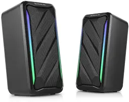 Колонки 2.0 Real-El S-130 Black, 2 x 5 Вт, USB, mini - jack 3.5 мм, RGB - підсвічування (EL121100018) - мініатюра 4