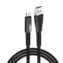 Кабель ColorWay USB - micro USB (M/M), Zinc Alloy + Led, 2.4 А, 1 м, Чорний (CW-CBUM035-BK)