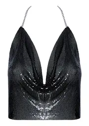 Топ - Cottelli Collection Metal Top Black S-L - мініатюра 6