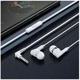 Навушники Hoco Ingenious universal earphones with microphone M102 90 градусів штекер білі - мініатюра 3