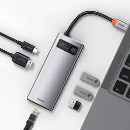 Хаб - конвертер Baseus Metal Gleam Series 6-in-1 Type-C Hub Docking Station CAHub-CW0G - мініатюра 7