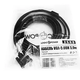 Кабель VGA-5.0BK 5 м чорний (з двома феритовими кільцями) - мініатюра 3