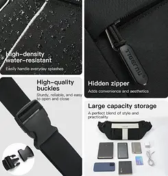 Сумка-бананка Tigernu T-S81012 2.5л 7'' Black Grey (18196) - мініатюра 4