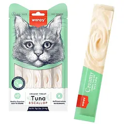Ласощі для котів Wanpy Creamy Lickable Treats Tuna & Scallop тунец з гребінцем рідке 5х14 гр.