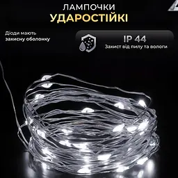 Гірлянда Роса нитка 100 LED довжина 10 м від USB зелена, білий GarlandoPro USB100L10MGW - мініатюра 14