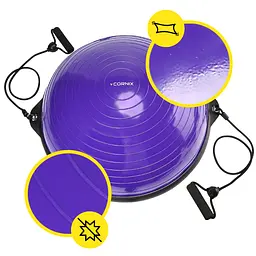 Балансувальна платформа (півсфера) Cornix Bosu Ball 58 см з еспандерами Violet XR-0454 - мініатюра 7