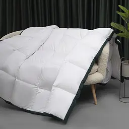Ковдра MirSon Imperial Satin Luxe зимова 110х140 см біла із зеленим кантом - мініатюра 9