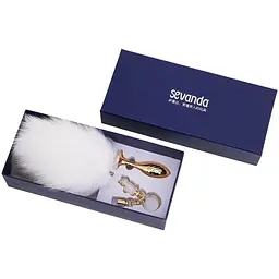 Металева анальна пробка Кролячий хвост Lockink Sevanda White Bunny-Tail Anal Pear-shape Plug - мініатюра 7