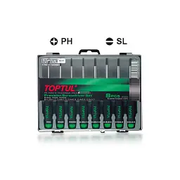 Набір викруток Toptul прецизійних 8шт. PH000-PH0, SL1.2-SL3 (GAAW0802)