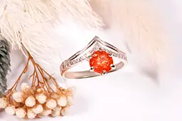 Каблучка з родієвого срібла з сонячним каменем 21 SK-0069 - мініатюра 6