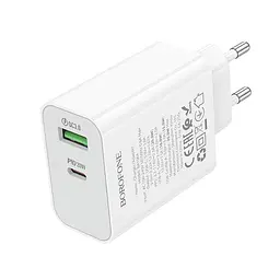 Мережевий зарядний пристрій BOROFONE BA106A Stellar PD20W+QC3.0 charger (EU) Білий - мініатюра 3