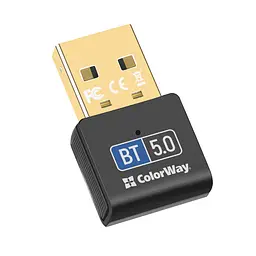 Адаптер USB  Bluetooth , ColorWay, v5.0, чорний, Slim (CW-AD-BT50)