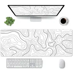 Килимок для миші та клавіатури Topographic / 80×30 см / White - мініатюра 3